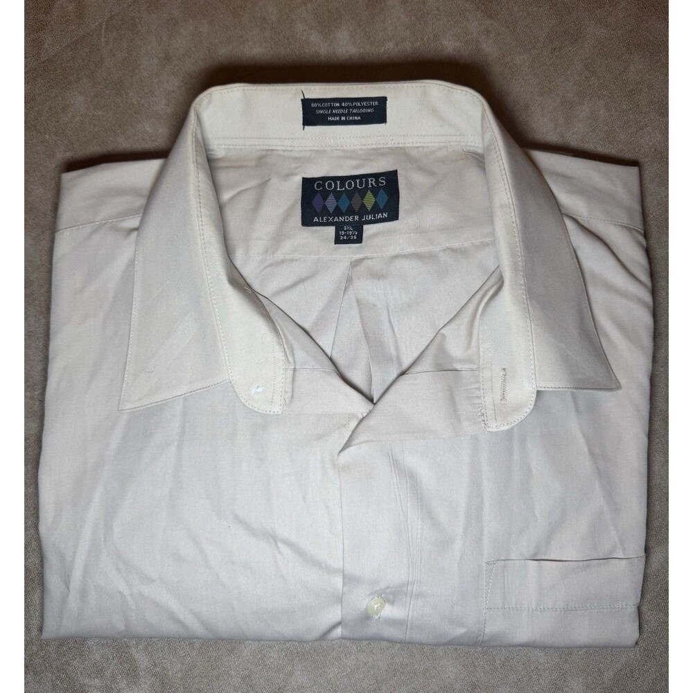 Mens Haggar Dress Shirt Long Sleeve Bright Khaki Size 3XL Button Up